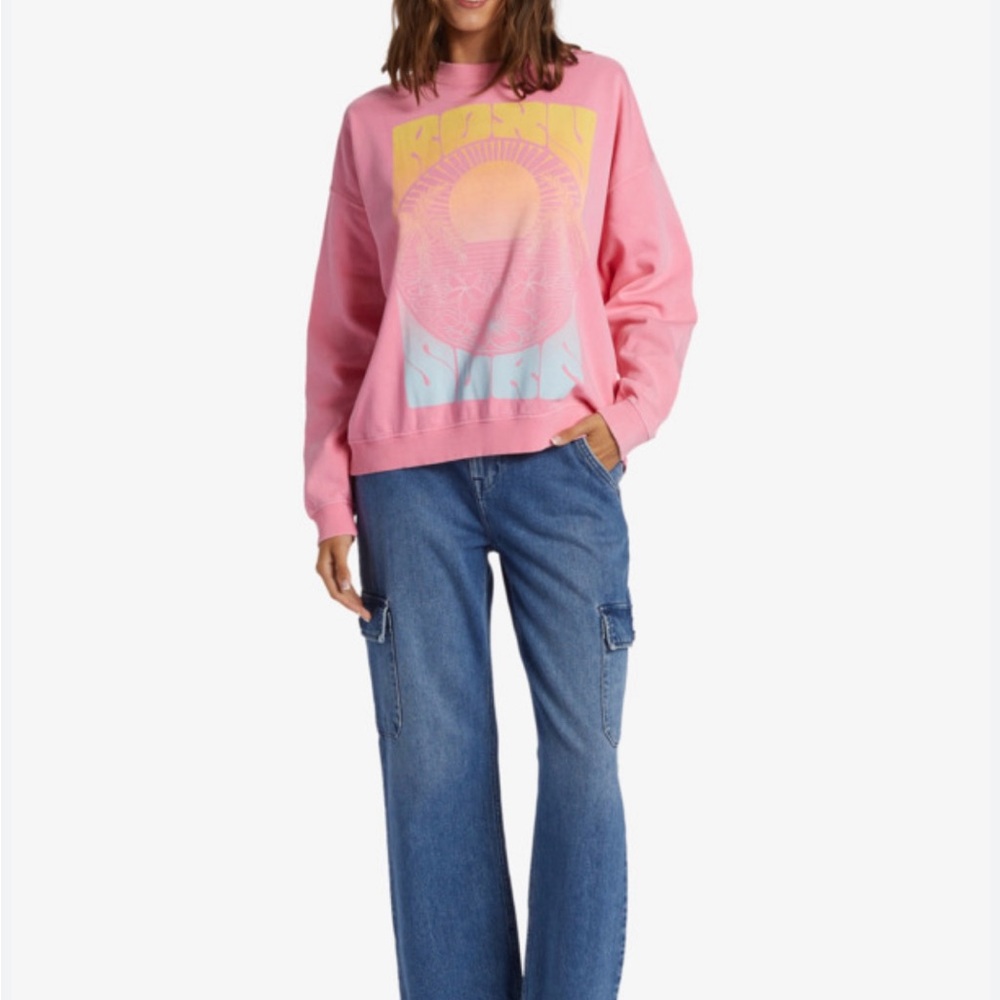 Roxy Lineup Pink Oversized Graphic Sweatshirt Size Small - Picture 3 of 16